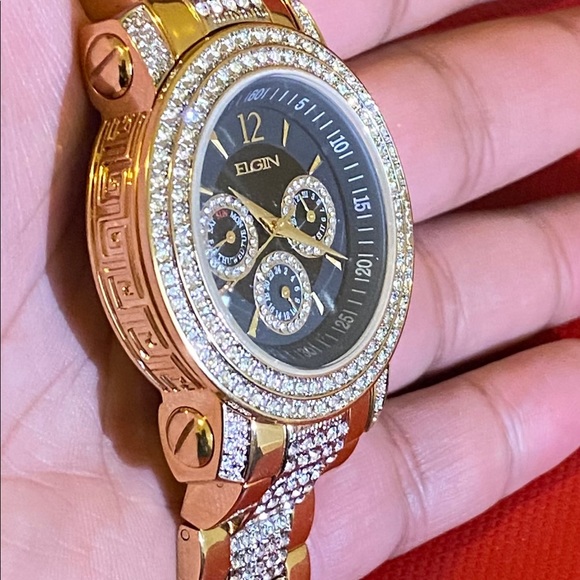 New With Box Men’s Elgin FG507S Gold Tone Watch with Date-Day-24 hours Subdial - Picture 7 of 7